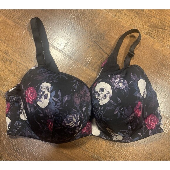 torrid Other - Torrid Curve Womens Skull Black Lightly Lined Full Coverage Balconette Bra 38D